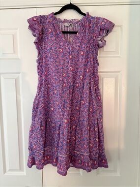 Vineyard Vines Purple Floral Ruffle Sleeve Sundress